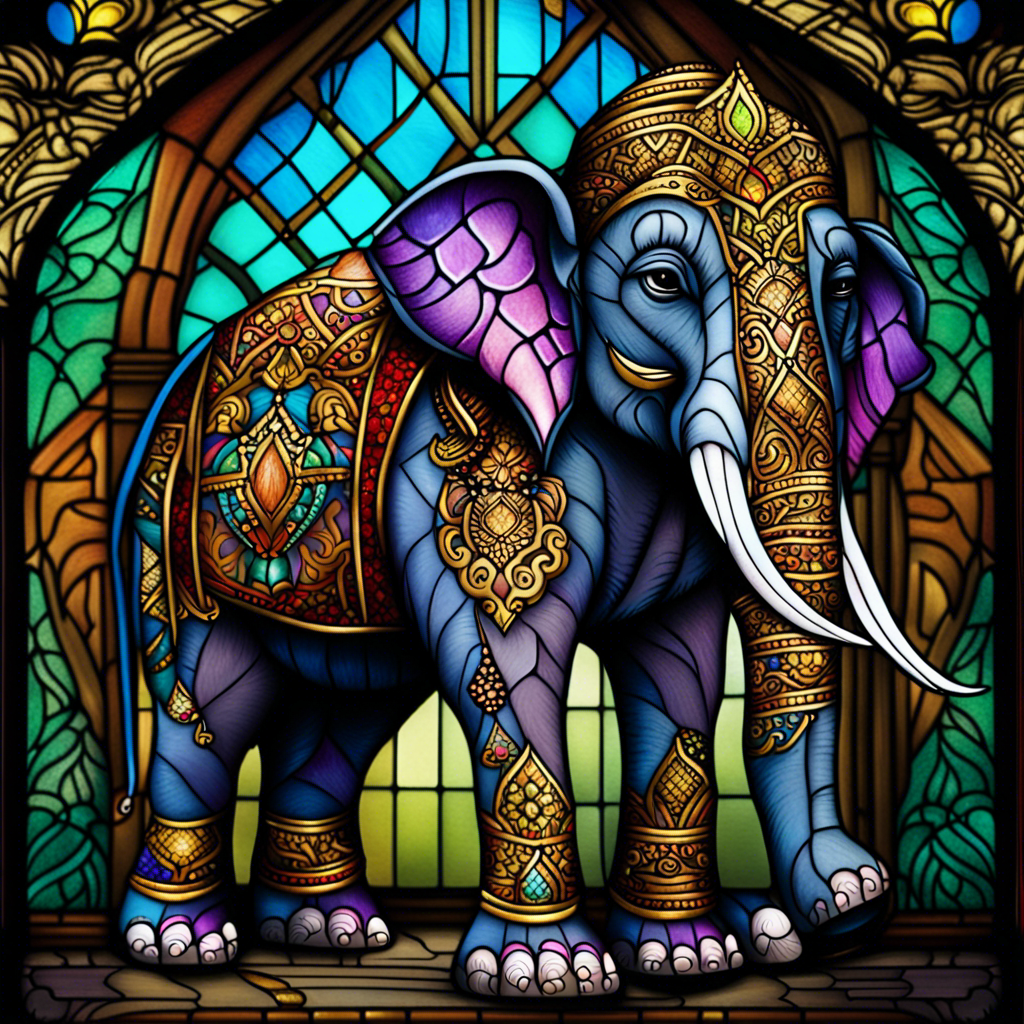 Stained Glass Thai Elephant GoCreate Art AI Image Generator